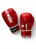 FIGHTCODE Prémium Bőr Boxkesztyű - Piros - Fehér Muay Thaihoz