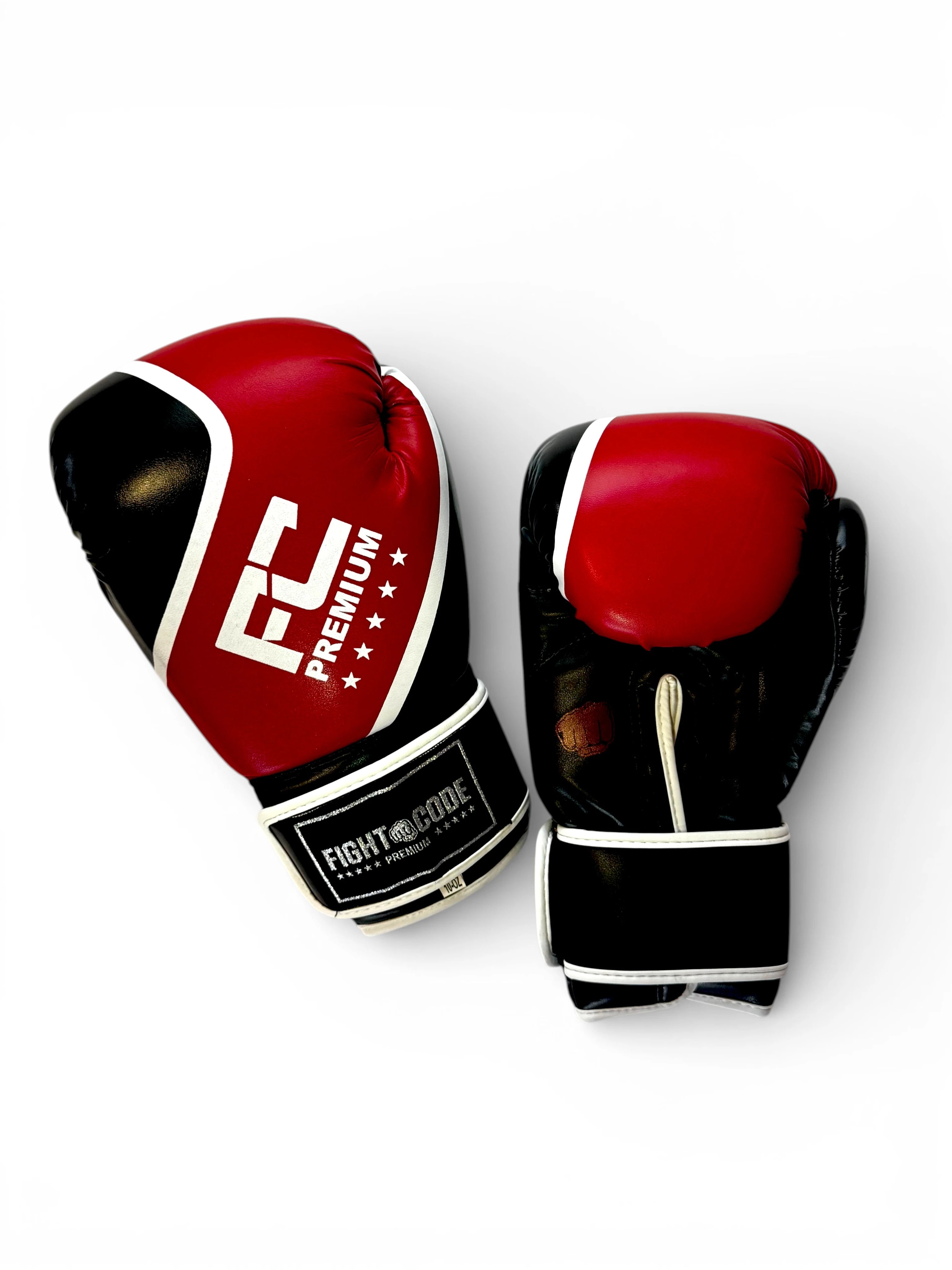 FIGHTCODE Prémium Bőr Boxkesztyű - Piros - Fekete Muay Thaihoz