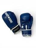 FIGHTCODE Műbőr Boxkesztyű - Kék - Fehér Muay Thaihoz