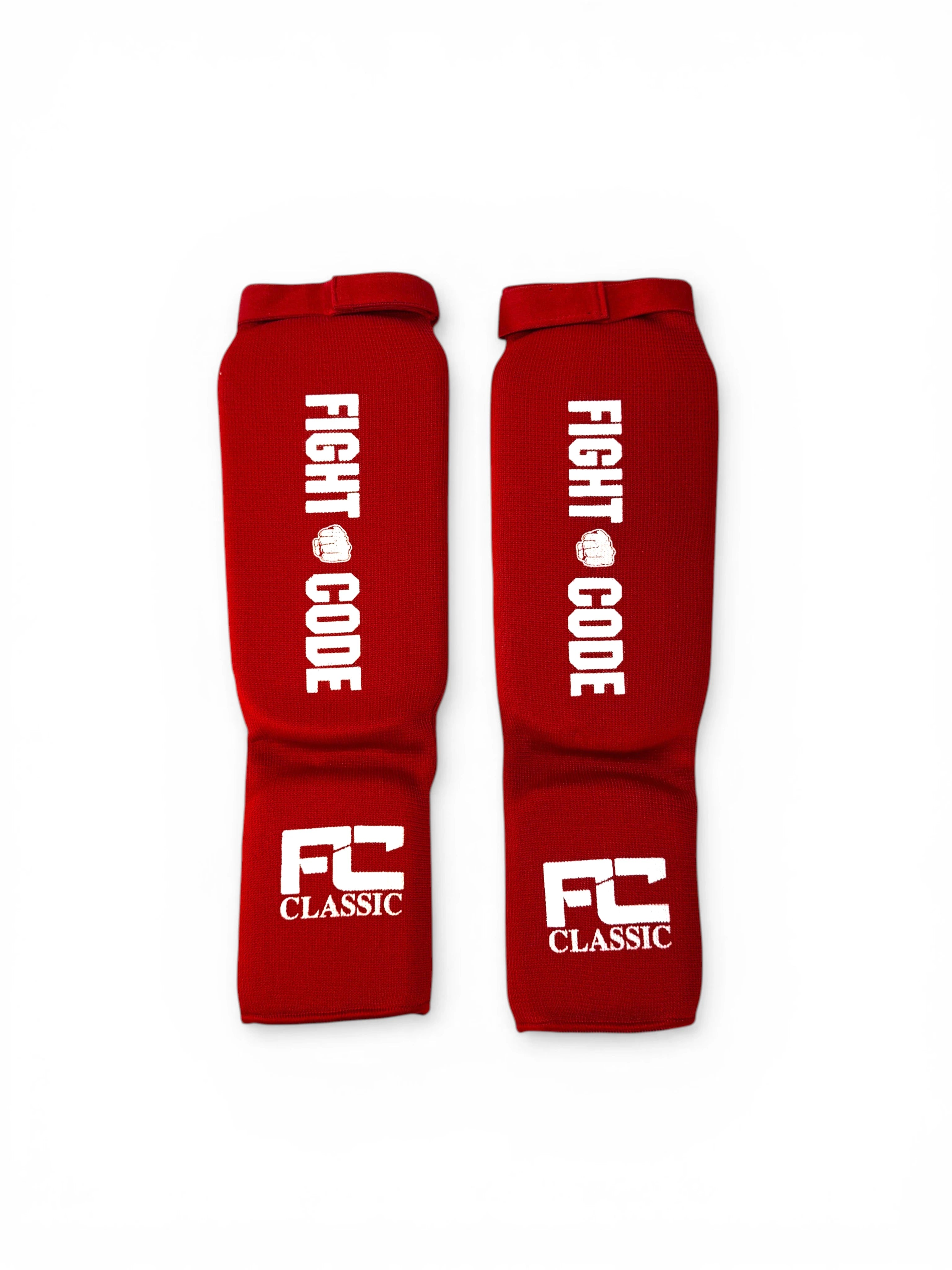 FIGHTCODE Lábszárvédő - Piros - Fehér Muay Thaihoz és Kick-boxhoz
