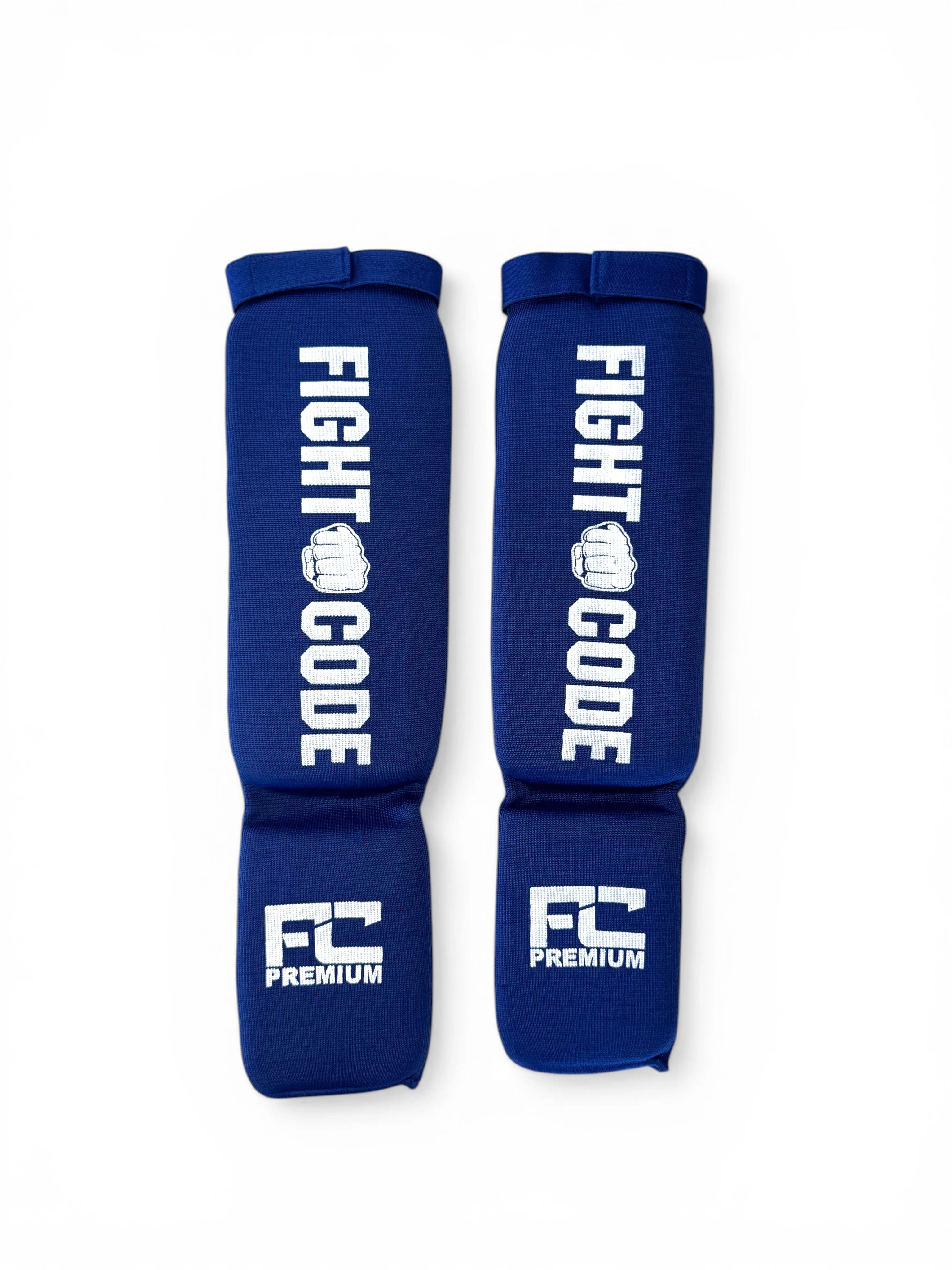 FIGHTCODE Lábszárvédő - Kék - Fehér Muay Thaihoz és Kick-boxhoz